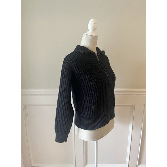Gap XS Petite Black Chunky Knit Half-Zip Sweater - Picture 2 of 5